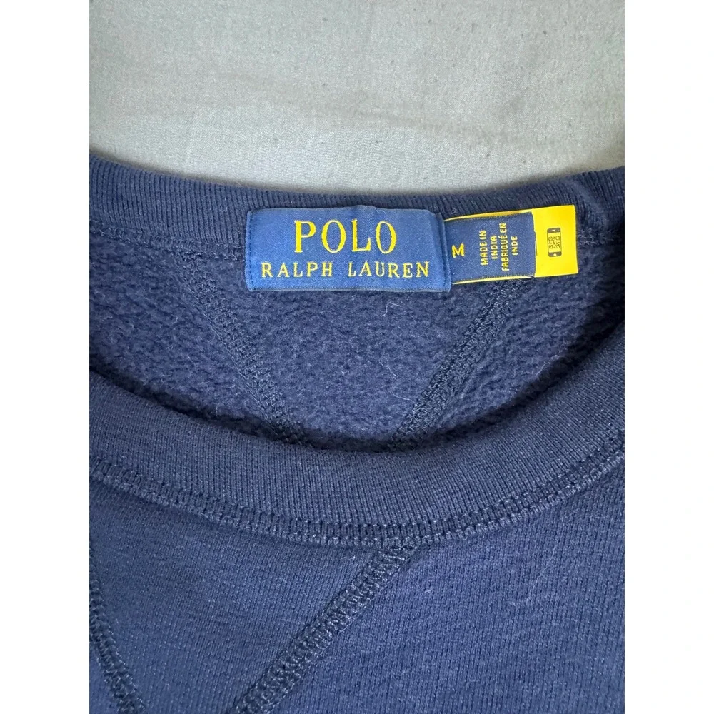 Polo Ralph Lauren Mens Navy Blue Fleece Lined Crewneck Sweatshirt Size M